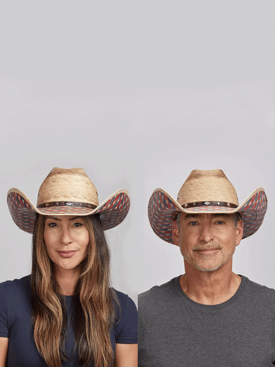 American Hat Makers PATRIOT Straw Western Hat Natural on male and female model. If you need any assistance with this item or the purchase of this item please call us at five six one seven four eight eight eight zero one Monday through Saturday 10:00a.m EST to 8:00 p.m EST