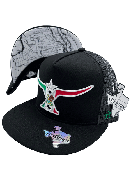 Texhorn VILLA UNION Trucker Cap Black front / side view. If you need any assistance with this item or the purchase of this item please call us at five six one seven four eight eight eight zero one Monday through Saturday 10:00a.m EST to 8:00 p.m EST