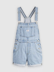 Levi's 523330059 Womens Vintage Shortalls Light Blue alternate front view with no model. If you need any assistance with this item or the purchase of this item please call us at five six one seven four eight eight eight zero one Monday through Saturday 10:00a.m EST to 8:00 p.m EST