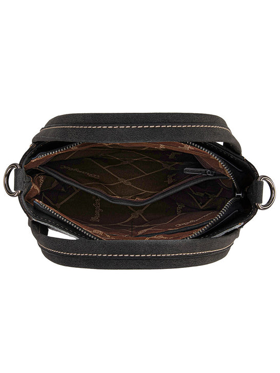 Wrangler WG169-2022BK Womens Genuine Hair On Cowhide Tote/Crossbody Bag Black inside view. If you need any assistance with this item or the purchase of this item please call us at five six one seven four eight eight eight zero one Monday through Saturday 10:00a.m EST to 8:00 p.m EST