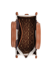 Wrangler WG208-8120SBR Womens Color Block Crossbody Tote Tan Brown inside view. If you need any assistance with this item or the purchase of this item please call us at five six one seven four eight eight eight zero one Monday through Saturday 10:00a.m EST to 8:00 p.m EST