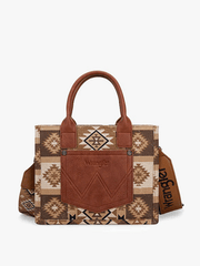 Wrangler WG2209-8120SBR Womens Aztec Pattern Dual Sided Print Tote Bag Brown back view. If you need any assistance with this item or the purchase of this item please call us at five six one seven four eight eight eight zero one Monday through Saturday 10:00a.m EST to 8:00 p.m EST