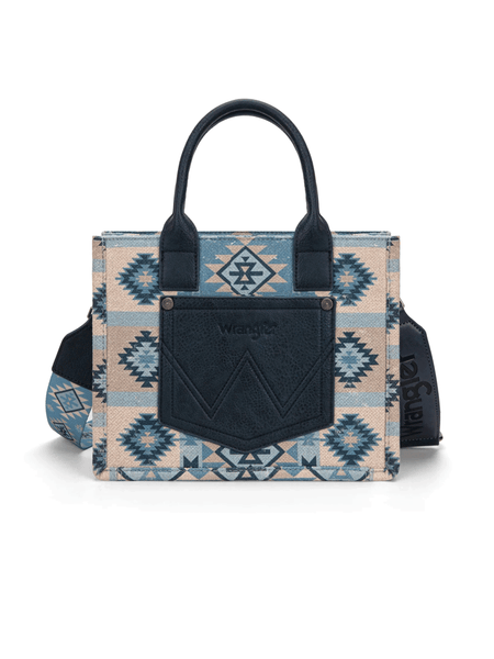 Wrangler WG2209-8120SJN Womens Aztec Pattern Dual Sided Print Tote Bag Blue Jean back view. If you need any assistance with this item or the purchase of this item please call us at five six one seven four eight eight eight zero one Monday through Saturday 10:00a.m EST to 8:00 p.m EST