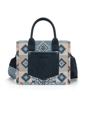 Wrangler WG2209-8120SJN Womens Aztec Pattern Dual Sided Print Tote Bag Blue Jean back view. If you need any assistance with this item or the purchase of this item please call us at five six one seven four eight eight eight zero one Monday through Saturday 10:00a.m EST to 8:00 p.m EST