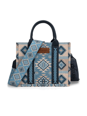 Wrangler WG2209-8120SJN Womens Aztec Pattern Dual Sided Print Tote Bag Blue Jean alternate front view. If you need any assistance with this item or the purchase of this item please call us at five six one seven four eight eight eight zero one Monday through Saturday 10:00a.m EST to 8:00 p.m EST
