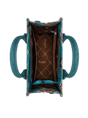 Wrangler WG2209-8120STQ Womens Aztec Pattern Dual Sided Print Tote Bag Turquoise inside view. If you need any assistance with this item or the purchase of this item please call us at five six one seven four eight eight eight zero one Monday through Saturday 10:00a.m EST to 8:00 p.m EST