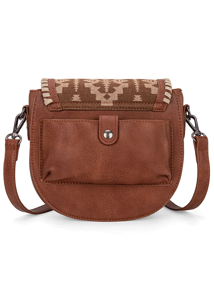 Wrangler WG2212-8136BR Womens Southwestern Print Saddle Bag Brown front view. If you need any assistance with this item or the purchase of this item please call us at five six one seven four eight eight eight zero one Monday through Saturday 10:00a.m EST to 8:00 p.m EST