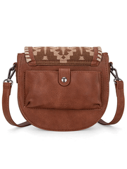 Wrangler WG2212-8136BR Womens Southwestern Print Saddle Bag Brown back view. If you need any assistance with this item or the purchase of this item please call us at five six one seven four eight eight eight zero one Monday through Saturday 10:00a.m EST to 8:00 p.m EST