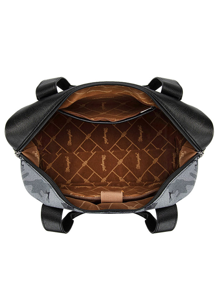 Wrangler WG286-5110BK Womens Camo Print Collection Duffle Bag Black front view. If you need any assistance with this item or the purchase of this item please call us at five six one seven four eight eight eight zero one Monday through Saturday 10:00a.m EST to 8:00 p.m EST