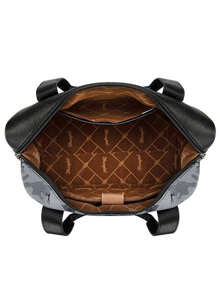 Wrangler WG286-5110BK Womens Camo Print Collection Duffle Bag Black inside view. If you need any assistance with this item or the purchase of this item please call us at five six one seven four eight eight eight zero one Monday through Saturday 10:00a.m EST to 8:00 p.m EST