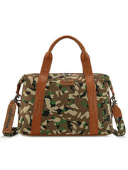 Wrangler WG286-5110GN Womens Camo Print Collection Duffle Bag Green front view. If you need any assistance with this item or the purchase of this item please call us at five six one seven four eight eight eight zero one Monday through Saturday 10:00a.m EST to 8:00 p.m EST