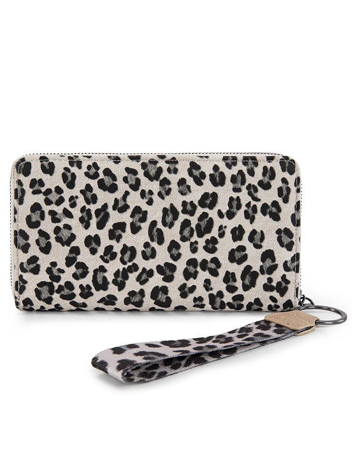 Wrangler WG366-W006BG Womens Leopard Print Wallet/Wristlet Bag Beige front view. If you need any assistance with this item or the purchase of this item please call us at five six one seven four eight eight eight zero one Monday through Saturday 10:00a.m EST to 8:00 p.m EST