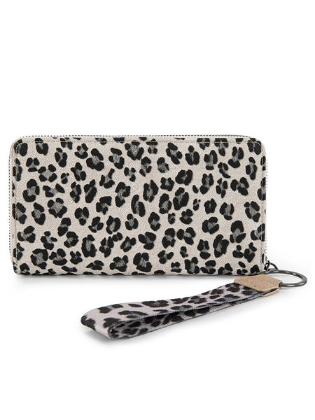 Wrangler WG366-W006BG Womens Leopard Print Wallet/Wristlet Bag Beige back view. If you need any assistance with this item or the purchase of this item please call us at five six one seven four eight eight eight zero one Monday through Saturday 10:00a.m EST to 8:00 p.m EST