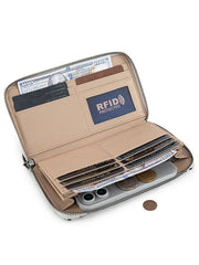 Wrangler WG366-W006BG Womens Leopard Print Wallet/Wristlet Bag Beige inside view. If you need any assistance with this item or the purchase of this item please call us at five six one seven four eight eight eight zero one Monday through Saturday 10:00a.m EST to 8:00 p.m EST