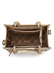 Wrangler WG386-8120SKH Womens Cow Print Tote/Crossbody Bag Khaki inside view. If you need any assistance with this item or the purchase of this item please call us at five six one seven four eight eight eight zero one Monday through Saturday 10:00a.m EST to 8:00 p.m EST