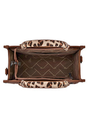 Wrangler WG102-8120SLP-BR Womens Leopard Print Concealed Carry Tote/Crossbody Bag Brown inside view. If you need any assistance with this item or the purchase of this item please call us at five six one seven four eight eight eight zero one Monday through Saturday 10:00a.m EST to 8:00 p.m EST