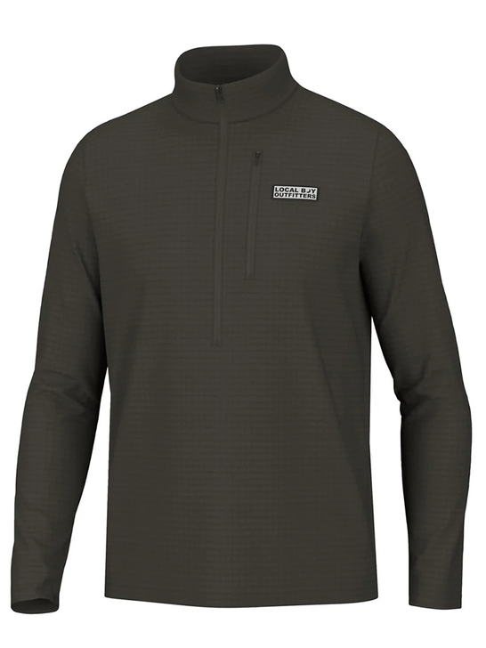 Local Boy Outfitters L1300048-DMO Mens Wafle Half Zip Pullover Deep Mocha front view. If you need any assistance with this item or the purchase of this item please call us at five six one seven four eight eight eight zero one Monday through Saturday 10:00a.m EST to 8:00 p.m EST