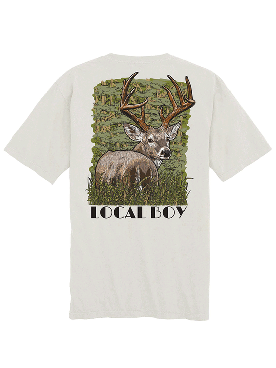 Local Boy Outfitters L1000656-SIL Mens Woodstalk Short Sleeve Tee Silver back view. If you need any assistance with this item or the purchase of this item please call us at five six one seven four eight eight eight zero one Monday through Saturday 10:00a.m EST to 8:00 p.m EST