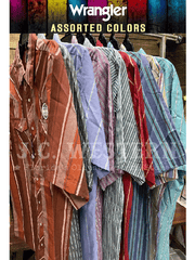 Assorted Wrangler Mens Western Short Sleeve Stripe Shirt 76201AA-76951PP various patterns. If you need any assistance with this item or the purchase of this item please call us at five six one seven four eight eight eight zero one Monday through Saturday 10:00a.m EST to 8:00 p.m EST