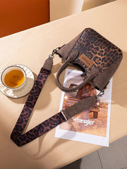 Wrangler WG296-8015CF Womens Leopard Print Small Tote/Crossbody Bag Coffee second alternate view. If you need any assistance with this item or the purchase of this item please call us at five six one seven four eight eight eight zero one Monday through Saturday 10:00a.m EST to 8:00 p.m EST