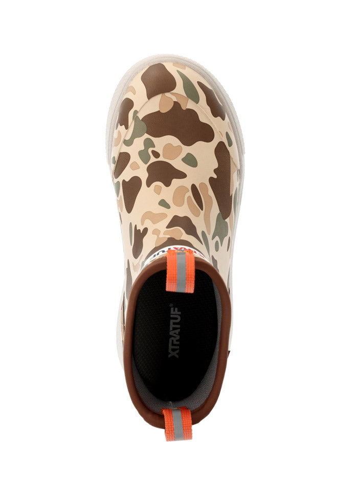 Xtratuf XKADSDCM Youth Sport Ankle Deck Boot Duck Camo front and side view. If you need any assistance with this item or the purchase of this item please call us at five six one seven four eight eight eight zero one Monday through Saturday 10:00a.m EST to 8:00 p.m EST
