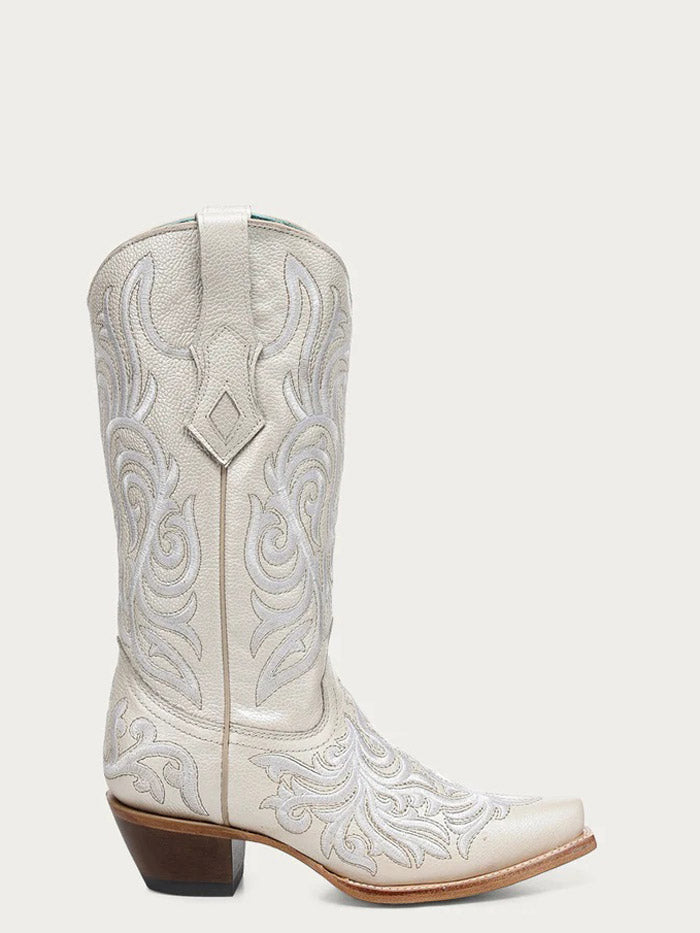 Corral Z5492 Ladies Embroidery Snip Toe Cowboy Boot White side / front view. If you need any assistance with this item or the purchase of this item please call us at five six one seven four eight eight eight zero one Monday through Saturday 10:00a.m EST to 8:00 p.m EST