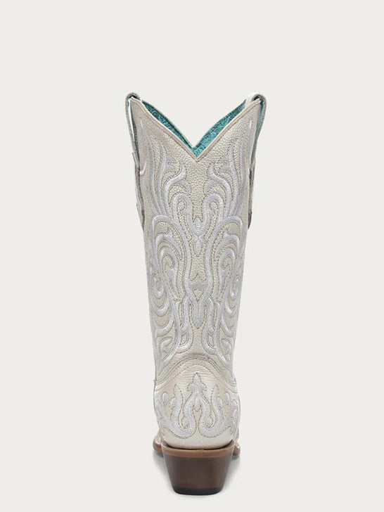 Corral Z5492 Ladies Embroidery Snip Toe Cowboy Boot White back view. If you need any assistance with this item or the purchase of this item please call us at five six one seven four eight eight eight zero one Monday through Saturday 10:00a.m EST to 8:00 p.m EST