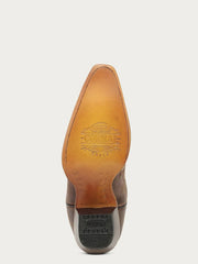 Corral Z5557 Ladies Flames Embroidery Cowboy Boot Brown sole view. If you need any assistance with this item or the purchase of this item please call us at five six one seven four eight eight eight zero one Monday through Saturday 10:00a.m EST to 8:00 p.m EST