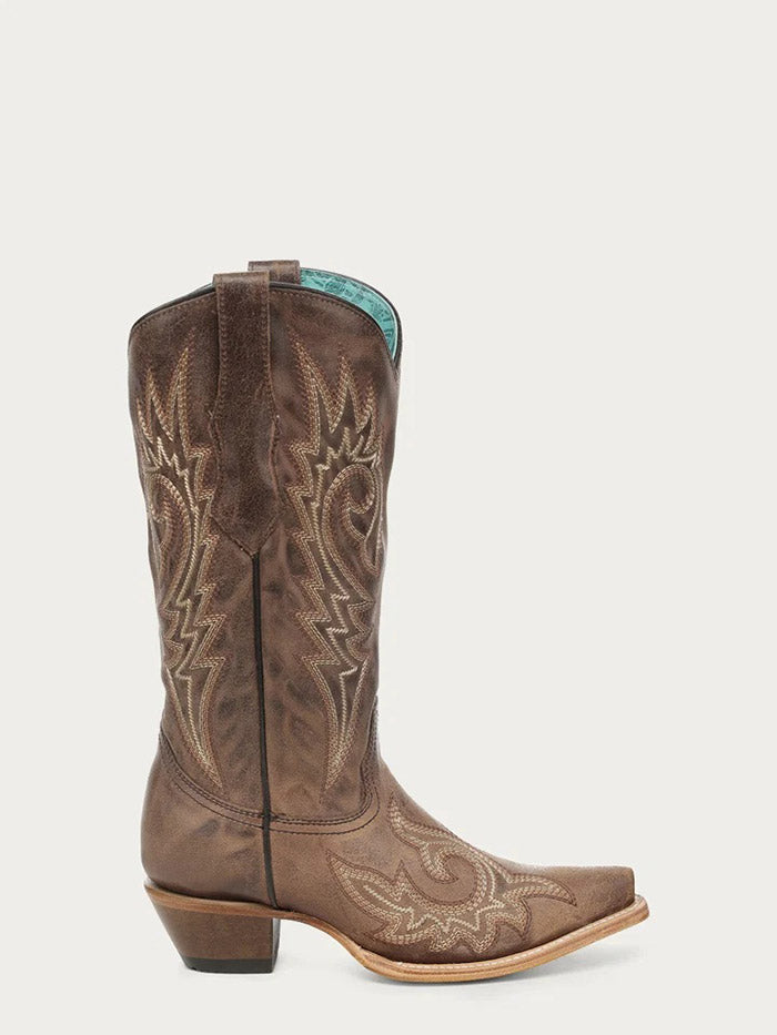 Corral Z5557 Ladies Flames Embroidery Cowboy Boot Brown side / front view pair. If you need any assistance with this item or the purchase of this item please call us at five six one seven four eight eight eight zero one Monday through Saturday 10:00a.m EST to 8:00 p.m EST