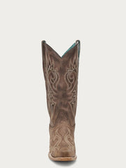 Corral Z5557 Ladies Flames Embroidery Cowboy Boot Brown front view. If you need any assistance with this item or the purchase of this item please call us at five six one seven four eight eight eight zero one Monday through Saturday 10:00a.m EST to 8:00 p.m EST