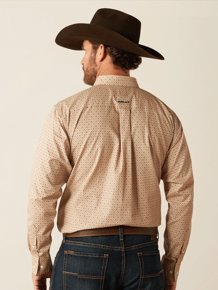 Ariat 10053909 Mens Wrinkle Free Frazier Classic Fit Shirt Tan front. If you need any assistance with this item or the purchase of this item please call us at five six one seven four eight eight eight zero one Monday through Saturday 10:00a.m EST to 8:00 p.m EST