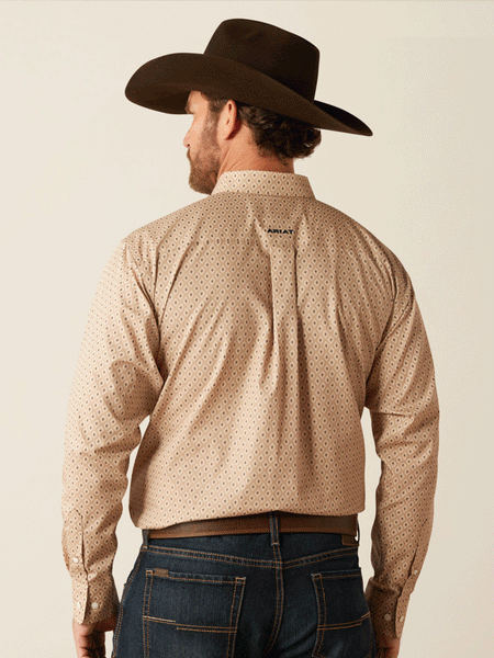 Ariat 10053909 Mens Wrinkle Free Frazier Classic Fit Shirt Tan back. If you need any assistance with this item or the purchase of this item please call us at five six one seven four eight eight eight zero one Monday through Saturday 10:00a.m EST to 8:00 p.m EST