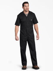 Dickies 33274DN Mens FLEX Short Sleeve Coveralls Nark Navy front view. If you need any assistance with this item or the purchase of this item please call us at five six one seven four eight eight eight zero one Monday through Saturday 10:00a.m EST to 8:00 p.m EST