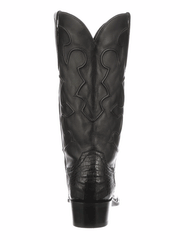 Lucchese M1636.R4 Mens Charles Belly Caiman Boots Black back view. If you need any assistance with this item or the purchase of this item please call us at five six one seven four eight eight eight zero one Monday through Saturday 10:00a.m EST to 8:00 p.m EST