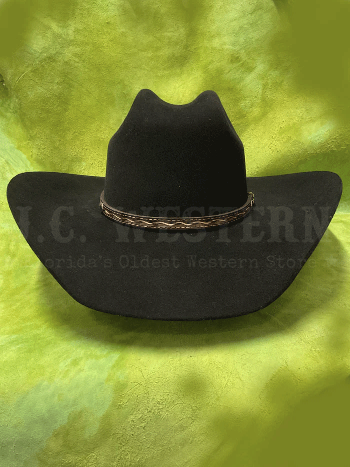 Justin JF0630CROW4402 Bent Rail Crowell 6X Fur Felt Hat Black side / front view. If you need any assistance with this item or the purchase of this item please call us at five six one seven four eight eight eight zero one Monday through Saturday 10:00a.m EST to 8:00 p.m EST