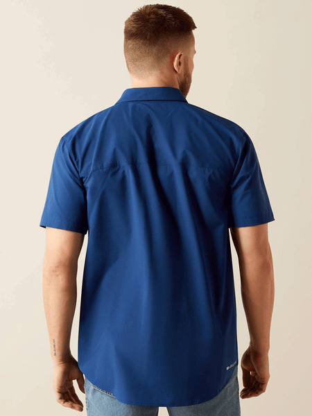 Ariat 10058829 Mens 360 Airflow Classic Fit Shirt Estate Blue back view. If you need any assistance with this item or the purchase of this item please call us at five six one seven four eight eight eight zero one Monday through Saturday 10:00a.m EST to 8:00 p.m EST

