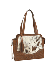 Catchfly 22091794 Womens Satchel Hair On Tote Bag Chestnut front view. If you need any assistance with this item or the purchase of this item please call us at five six one seven four eight eight eight zero one Monday through Saturday 10:00a.m EST to 8:00 p.m EST