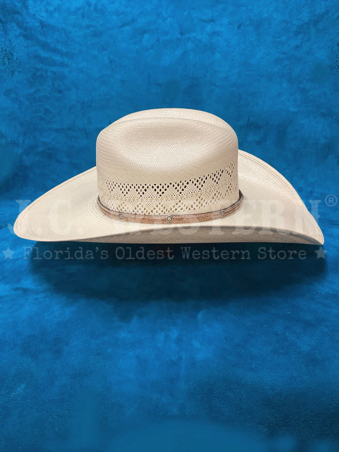 Larry Mahan MSP430PALX 10X PALOMINO Straw Hat Ivory side and front view. If you need any assistance with this item or the purchase of this item please call us at five six one seven four eight eight eight zero one Monday through Saturday 10:00a.m EST to 8:00 p.m EST