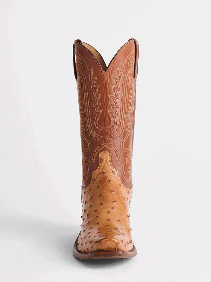 Lucchese N1156.73 Mens LUKE Full Quill Ostrich Western Boots Barnwood Tan front and side view. If you need any assistance with this item or the purchase of this item please call us at five six one seven four eight eight eight zero one Monday through Saturday 10:00a.m EST to 8:00 p.m EST