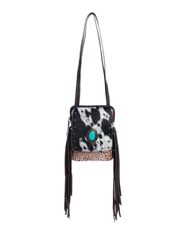 Myra Bag S-10727 Womens Zephyr Canyon Leather & Hairon Bag Black front view. If you need any assistance with this item or the purchase of this item please call us at five six one seven four eight eight eight zero one Monday through Saturday 10:00a.m EST to 8:00 p.m EST