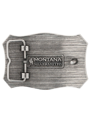 Montana Silversmiths A935 Longhorn Crest Filigree Attitude Belt Buckle Silver back view. If you need any assistance with this item or the purchase of this item please call us at five six one seven four eight eight eight zero one Monday through Saturday 10:00a.m EST to 8:00 p.m EST