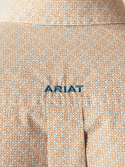 Ariat 10054699 Mens Johnny Classic Fit Shirt Tan back close up. If you need any assistance with this item or the purchase of this item please call us at five six one seven four eight eight eight zero one Monday through Saturday 10:00a.m EST to 8:00 p.m EST

