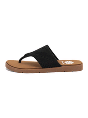 Yellow Box 53994 Womens Feria Flip Flop Sandals Black side view. If you need any assistance with this item or the purchase of this item please call us at five six one seven four eight eight eight zero one Monday through Saturday 10:00a.m EST to 8:00 p.m EST