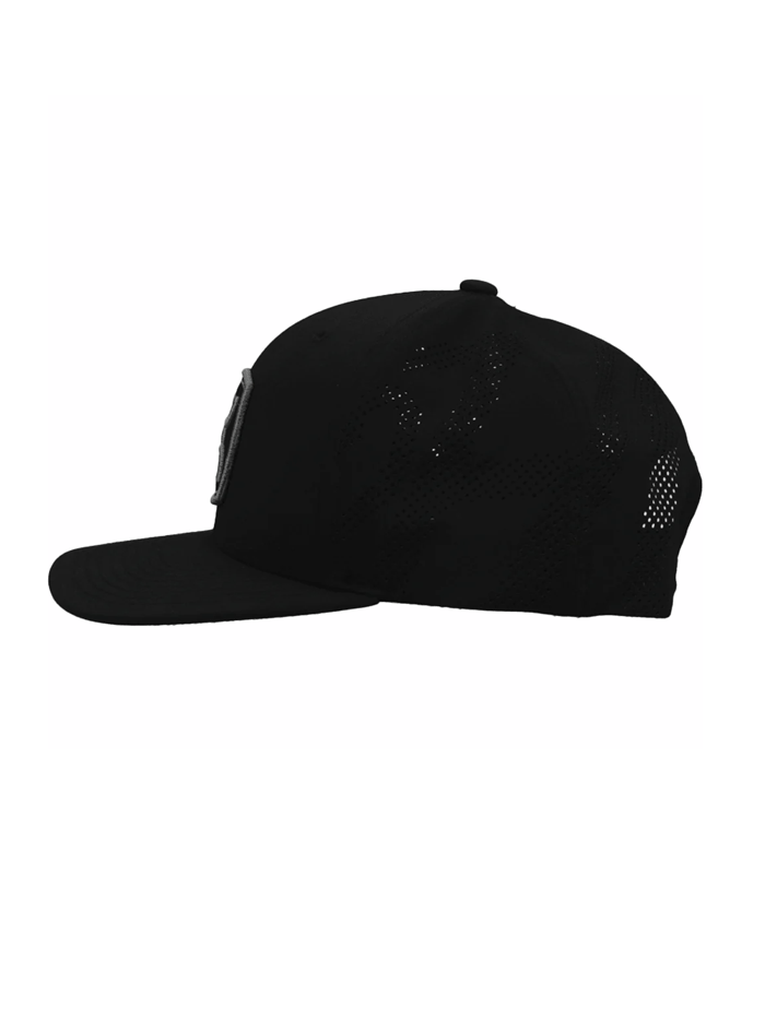 Hooey 2127T-BK ZENITH Mid Profile Snapback Trucker Hat Black front and side view. If you need any assistance with this item or the purchase of this item please call us at five six one seven four eight eight eight zero one Monday through Saturday 10:00a.m EST to 8:00 p.m EST