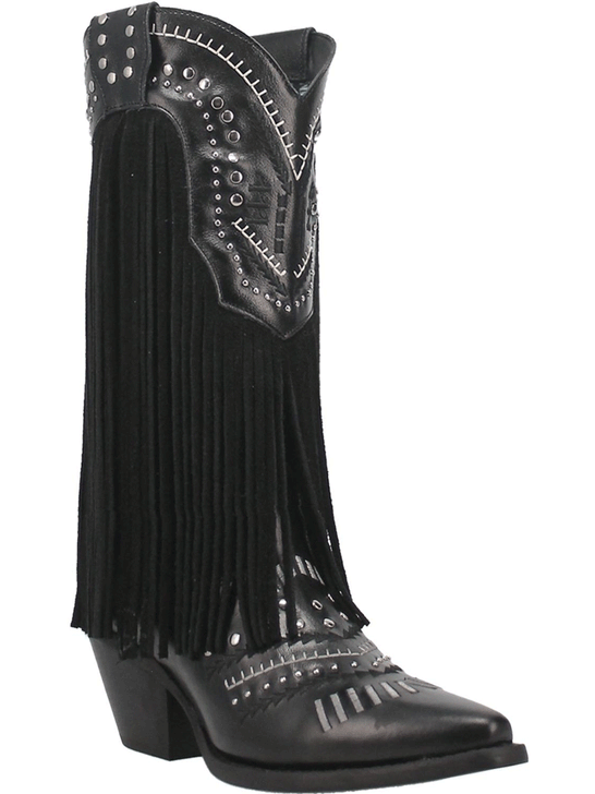 Dingo DI737 Womens Gypsy Leather Boot Black front and side view. If you need any assistance with this item or the purchase of this item please call us at five six one seven four eight eight eight zero one Monday through Saturday 10:00a.m EST to 8:00 p.m EST