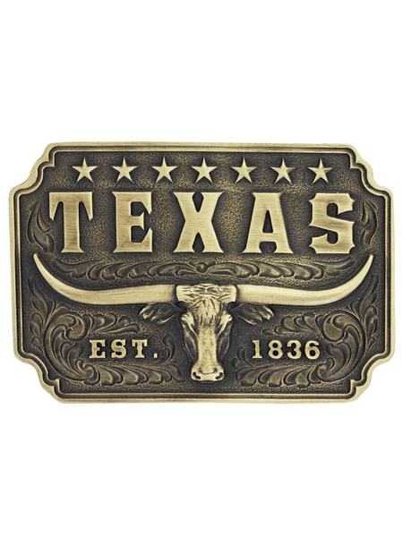 Montana Silversmiths A843 Classic Texas Longhorn Attitude Buckle front. If you need any assistance with this item or the purchase of this item please call us at five six one seven four eight eight eight zero one Monday through Saturday 10:00a.m EST to 8:00 p.m EST