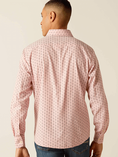 Ariat 10048630 Mens Marshall Stretch Modern Fit Shirt Rose back view. If you need any assistance with this item or the purchase of this item please call us at five six one seven four eight eight eight zero one Monday through Saturday 10:00a.m EST to 8:00 p.m EST