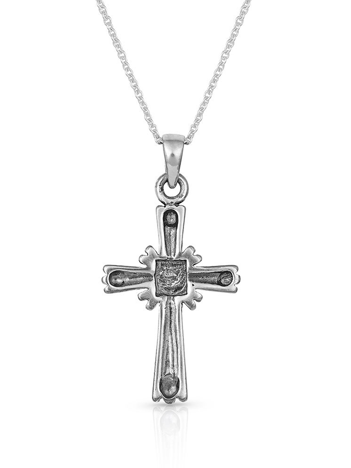 Montana Silversmiths NC4911 Womens Faith Beaming Cross Necklace Silver Multicolor front view. If you need any assistance with this item or the purchase of this item please call us at five six one seven four eight eight eight zero one Monday through Saturday 10:00a.m EST to 8:00 p.m EST