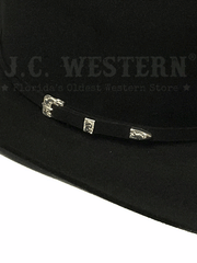 Serratelli VEGASE5BV 8X Felt Western Hat Black Velvet buckle close up. If you need any assistance with this item or the purchase of this item please call us at five six one seven four eight eight eight zero one Monday through Saturday 10:00a.m EST to 8:00 p.m EST