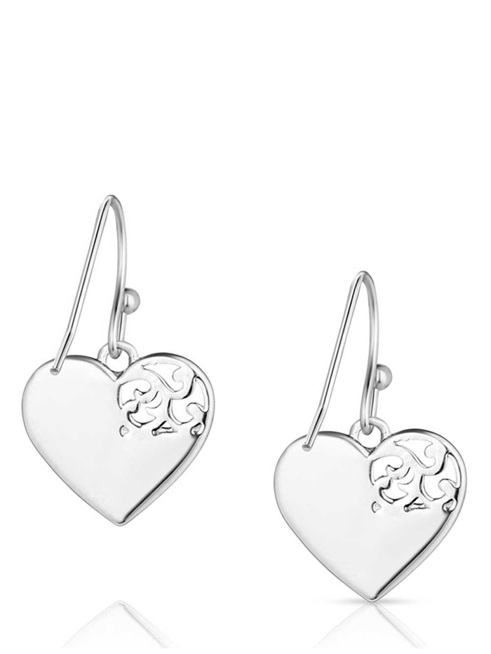 Montana Silversmiths ER5818 Womens Love for Texas Earrings Silver front. If you need any assistance with this item or the purchase of this item please call us at five six one seven four eight eight eight zero one Monday through Saturday 10:00a.m EST to 8:00 p.m EST